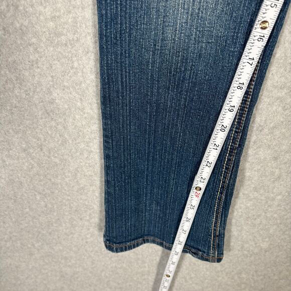 Rue 21 Jeans Juniors 7/8S Bootcut Slim Boot Low Rise Bitty Pocket Flap Y2K Short - Picture 6 of 14